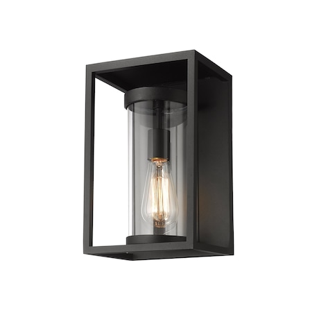 Z-Lite Dunbroch 1 Light Outdoor Wall Sconce, Black & Clear 584S-BK